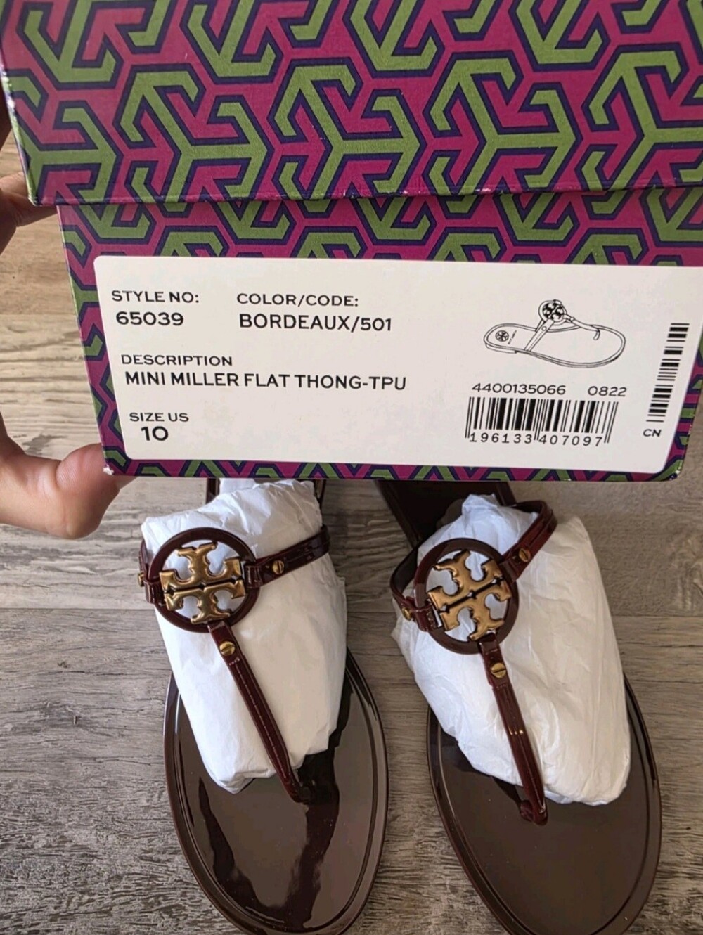 NWB Tory Burch Mini Miller Flat Thong Size 10